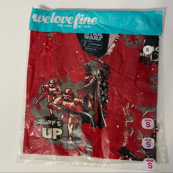 Star Wars Imperial Dark Side Red Hawaiian Shirt Small S Fandom Deathstar Vader - Picture 11 of 13